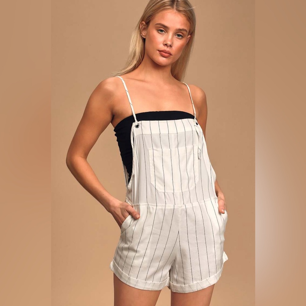 Billabong  White & Black Striped Romper / Overalls